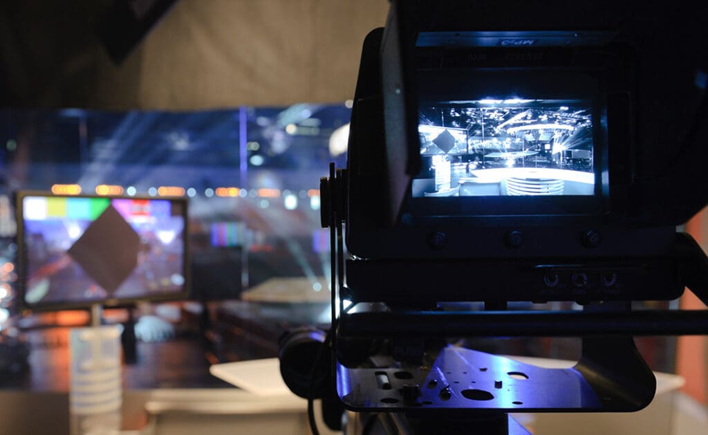 Broadcast Camera Displaying Broadcast Set