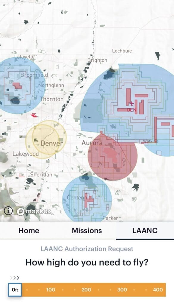 Aloft Map of Denver Metro Area and no fly zones for drones