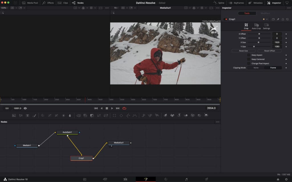 DaVinci Resolve node based editing timeline.